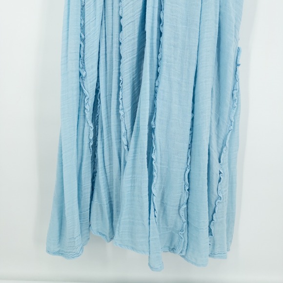 Free People McKinley Blue Maxi Dress XS Boho Flowy Gauze Ruffle Romantic Whimsy - mordernwear.com Free People McKinley Blue Maxi Dress XS Boho Flowy Gauze Ruffle Romantic Whimsy - mordernwear.com